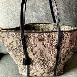 Dolce & Gabbana Grey Leather Lace Print Miss Escape Tote,
